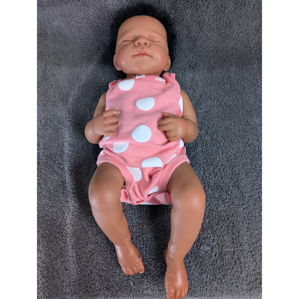 African American Reborn Sleeping Baby Doll Pink Polka Dot LY010‎